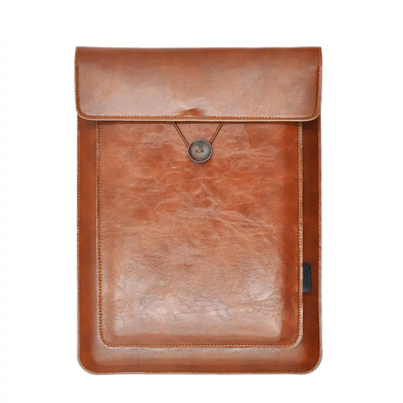 Housse Ordinateur en Cuir Honoré 13 pouces Marron foncé brillant